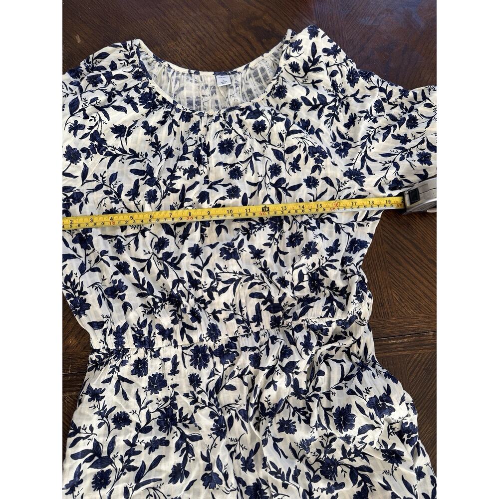 Old Navy Dress Womens L White Blue Floral Boho Long Sleeve Maxi Peasant - Picture 8 of 8